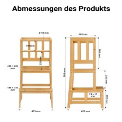 Oppimistorni bambusta, 46 x 46 x 90 cm, beige