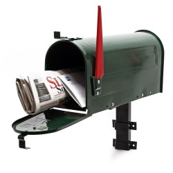 Amerikkalainen postilaatikko lipulla vihreä 180 x 220 x 480 mm sinkitty teräs seinäkiinnike