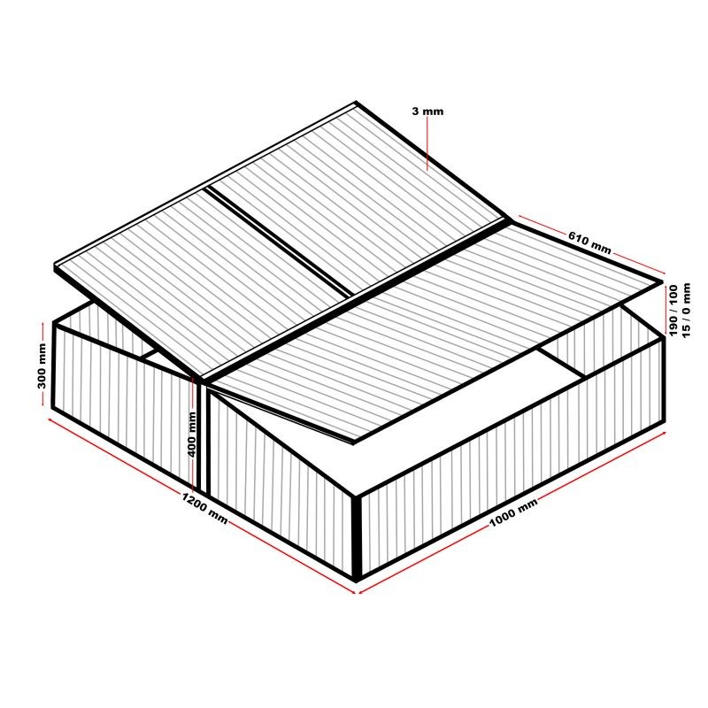 Kaksiosainen kylväyslaatikko kasvihuone, alumiini, 100 x 120 x 40 cm, UV-suoja