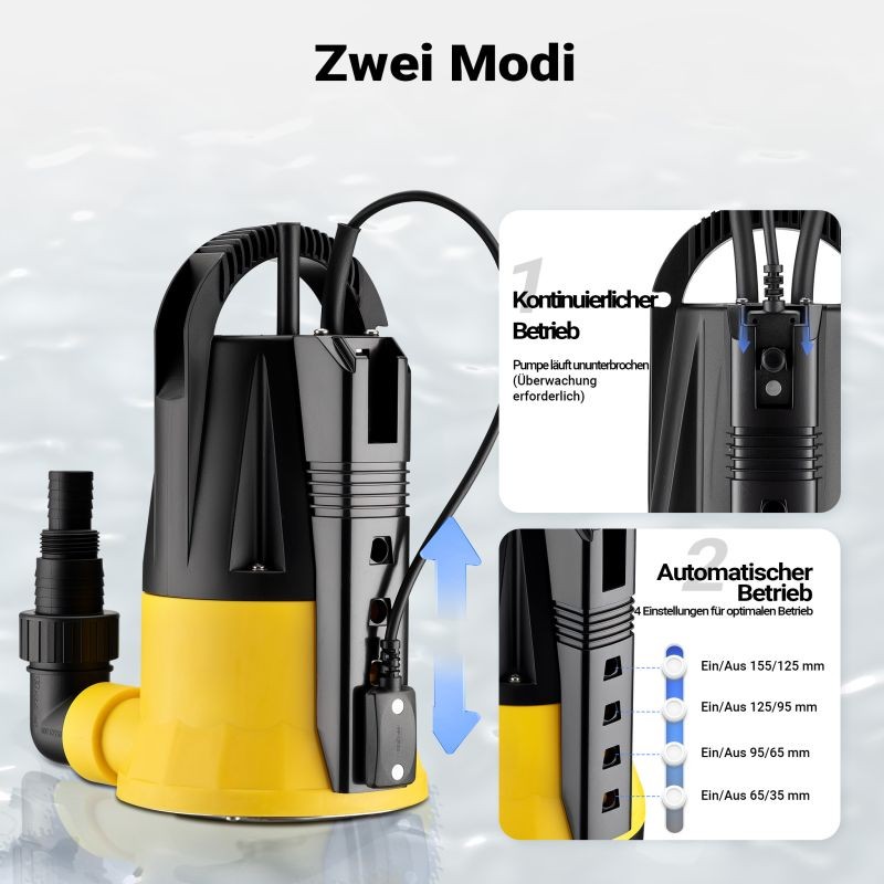 Uppopumppu puhtaalle vedelle 400 W, 7300 l/h, 7 m nostokorkeus, sensori