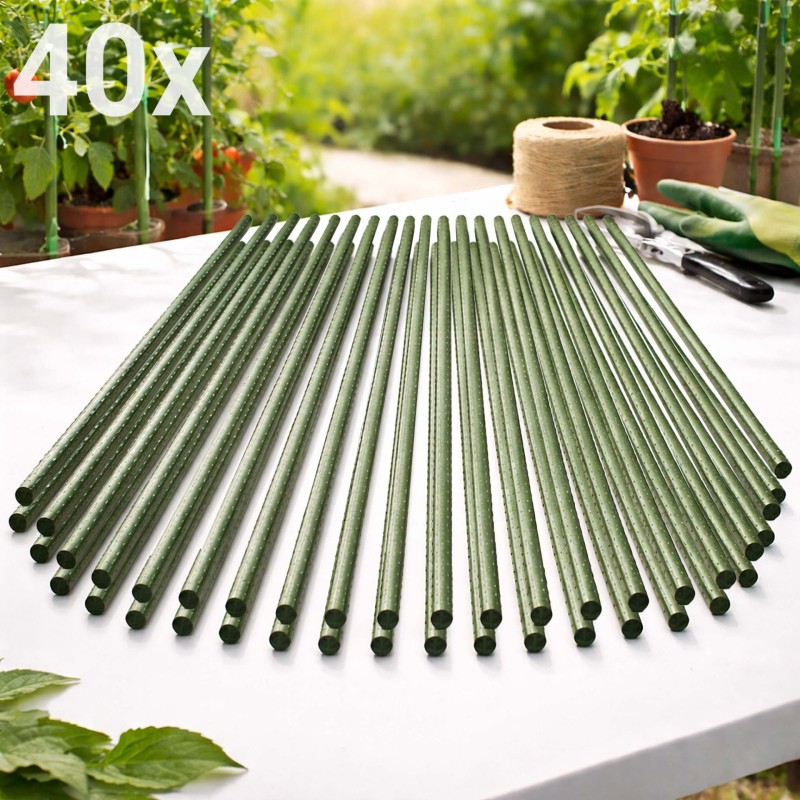Toboli tukikepit 40 kpl, 120 cm, 11 mm, vihreä, teräs ja muovi, tomaateille ja köynnöskasveille