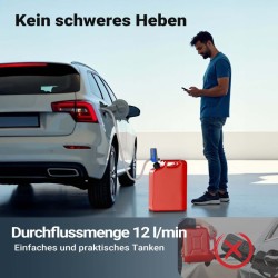 Akkukäyttöinen itseimevä siirtopumppu 12 V, bensiinille, dieselille ja öljylle, LED-merkkivalo
