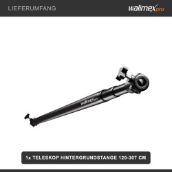 Walimex pro Teleskooppitanko taustoille 120-307 cm, 6 kg, alumiini, musta