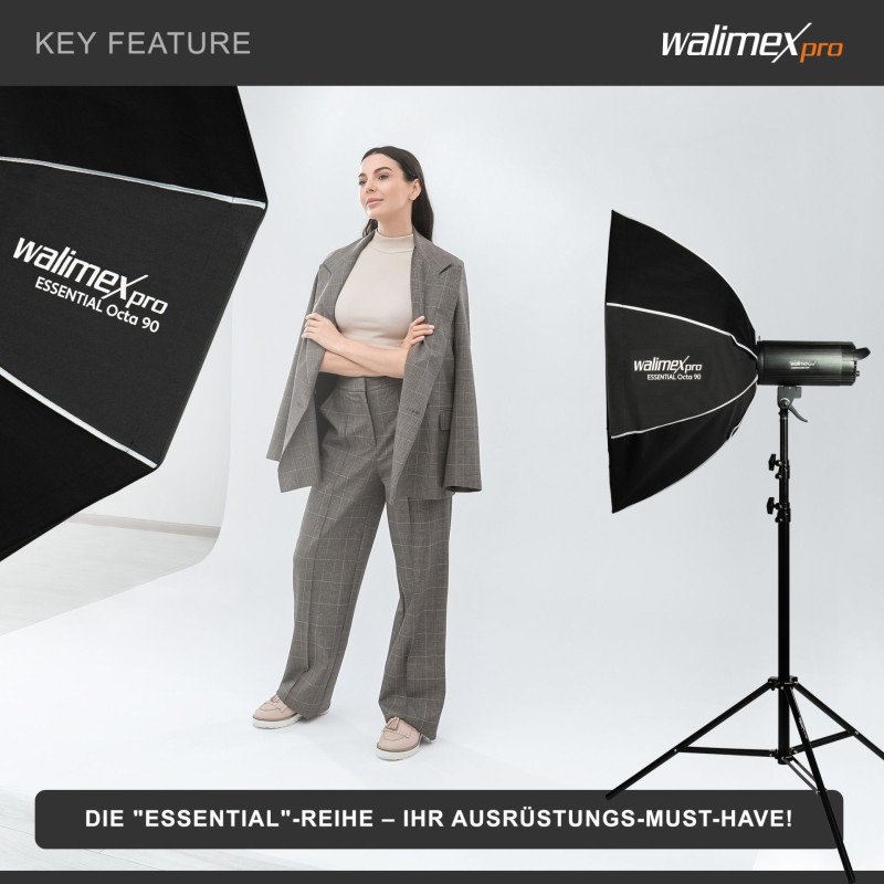 Walimex pro Essential Okta-softbox 90 cm, kenno, Bowens-adapteri ja kuljetuslaukku