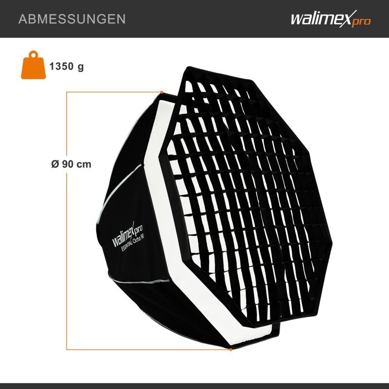 Walimex pro Essential Okta-softbox 90 cm, kenno, Bowens-adapteri ja kuljetuslaukku