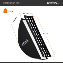 Walimex pro Essential Striplight-softbox 22 x 90 cm, kenno, Bowens- ja Hensel EH -adapterit, kuljetuslaukku