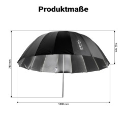 Walimex pro Parabolinen heijastinvarjo 129 cm musta/hopea kontrastiseen valoon