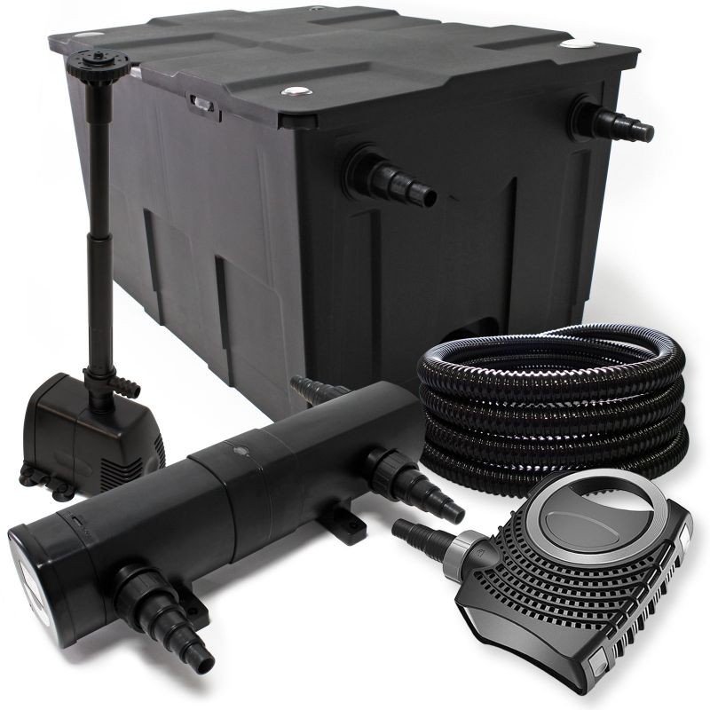 Lampisuodatinsetti: CBF-550 60000 l, NEO-10000 pumppu 10000 l/h, CUV-236 UV-selkeytin 36 W, 25 m letku 25 mm