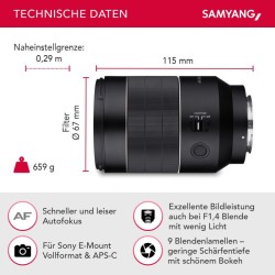 Samyang AF 35mm F1,4 FE II laajakulmaobjektiivi Sony E-kennoille, täyskenno ja APS-C, sääsuojaus