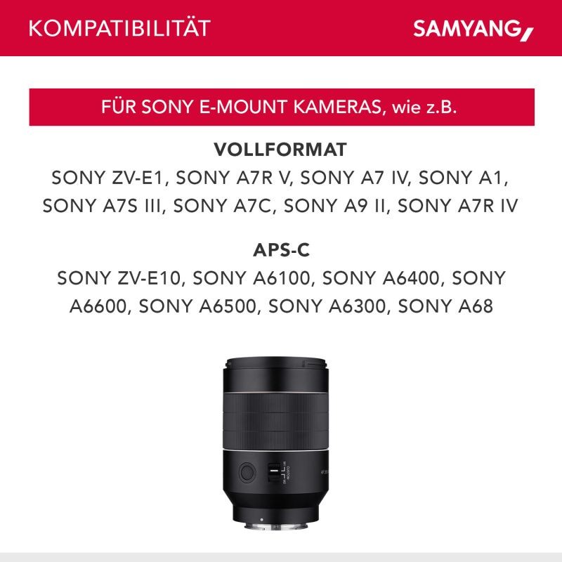 Samyang AF 35mm F1,4 FE II laajakulmaobjektiivi Sony E-kennoille, täyskenno ja APS-C, sääsuojaus