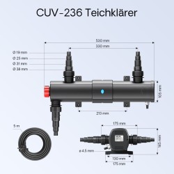 SunSun lampisuodatinsetti CBF-350B 60000 l, NEO-10000 pumppu 10000 l/h, CUV-236 UVC-puhdistin 36 W, 25 m letku