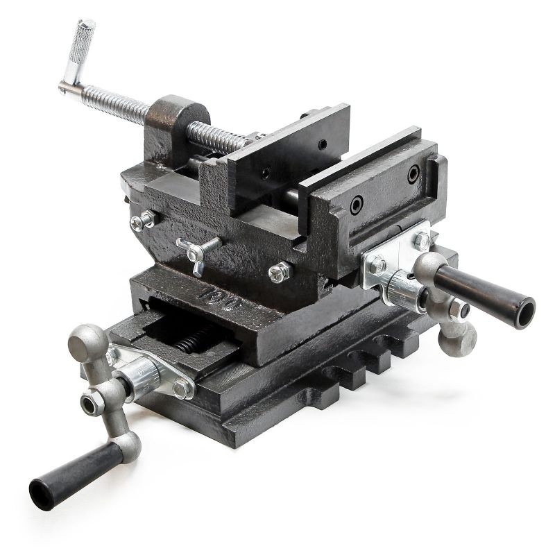 Kahden akselin koneistusruuvipenkki 100 mm, valurauta, 330 x 325 x 135 mm