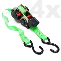 Automaattiset kuormakiinnityshihnat 4 kpl, 320 daN, 3,5 m x 25 mm, PES, S-koukut, vihreä