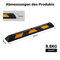 Pysäköintipuskurit 1200 x 150 x 100 mm, eboniitti-kovakumi, heijastinnauhat, 2 kpl