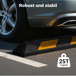 Pysäköintipuskurit 1200 x 150 x 100 mm, eboniitti-kovakumi, heijastinnauhat, 2 kpl