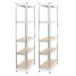 Raskashyllystösetti 2 kpl 174x75x30 cm 5 tasoa sinkitty teräs 875 kg hopea