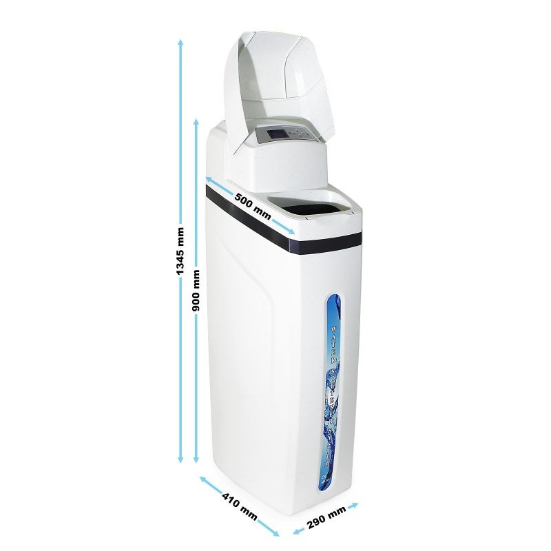 Naturewater automaattinen vedenpehmentin 2000 l/h, 25 l hartsisäiliö, 50 l suolasäiliö, valkoinen