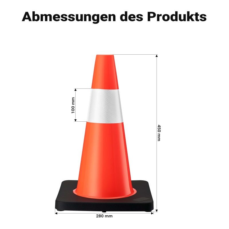 Liikennekartiosetti 8 kpl, 45 cm, heijastinnauha, PVC ja kumi, oranssi