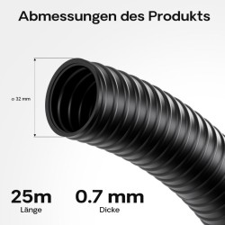Lampiletku 32 mm, 25 m, musta, valonläpäisemätön imu- ja paineletku
