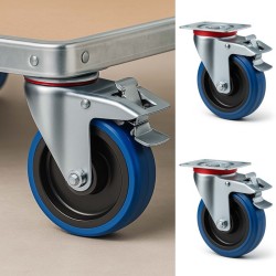 Jarrulliset kääntyvät kuljetuspyörät 2 kpl, Ø200 mm, 350 kg/pyörä, musta