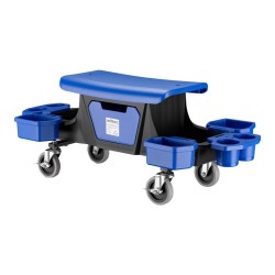 Verstasjakkara pyörillä, sininen, 150 kg, työkalu- ja säilytystilalla
