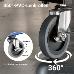 Verstasjakkara pyörillä, sininen, 150 kg, työkalu- ja säilytystilalla