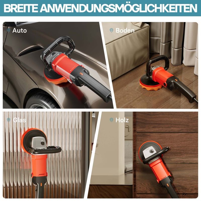 Auton kiillotus- ja hiomakone 1200 W, 180 mm, 3000 kierrosta/min, 6 nopeusasteen, lisävarusteilla
