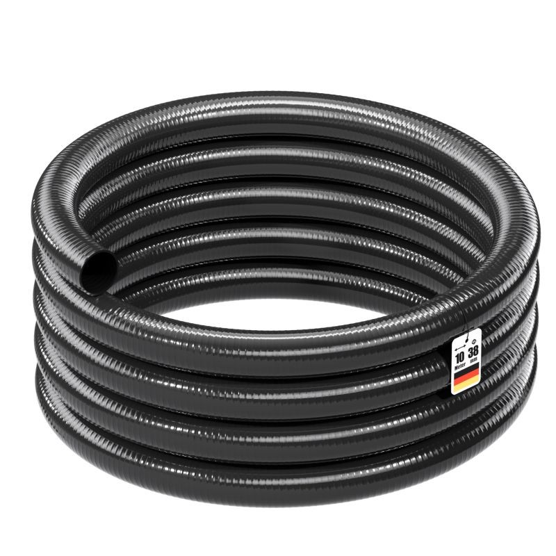 Paine- ja imuletku 10 m 38 mm musta PVC UV-suojattu puutarhalampiin ja pumppaukseen