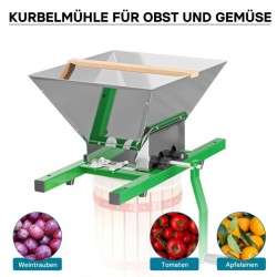Hedelmä- ja marjamurskauslaite pehmeille hedelmille ja marjoille, 7 l, käsikampi, vihreä