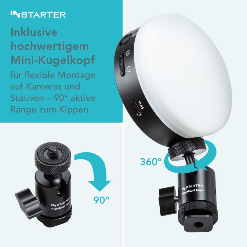 Instarter Spectar RGB M-Dome Mini LED-valaisin, RGB-värit, magneetti, 9 tehostetta, videokuvaus ja striimaus