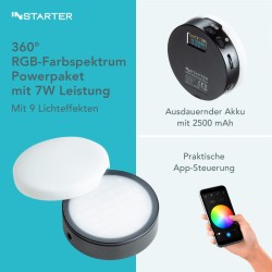 Instarter Spectar RGB M-Dome Mini LED-valaisin, RGB-värit, magneetti, 9 tehostetta, videokuvaus ja striimaus