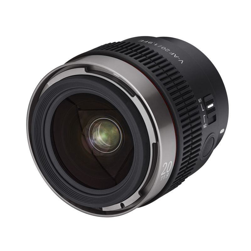 Samyang V-AF 20 mm T1,9 FE videobjektiivi Sony E, autofokus, 8K, Tally-merkkivalo, täyskenno ja APS-C