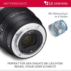 Samyang V-AF 20 mm T1,9 FE videobjektiivi Sony E, autofokus, 8K, Tally-merkkivalo, täyskenno ja APS-C