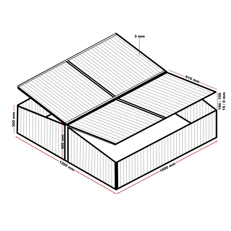 Kaksoiskasvihuone alumiinirungolla, 100 x 120 x 40 cm, polykarbonaatti, valkoinen, UV-suoja
