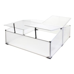 Kaksoiskasvihuone alumiinirungolla, 100 x 120 x 40 cm, polykarbonaatti, valkoinen, UV-suoja