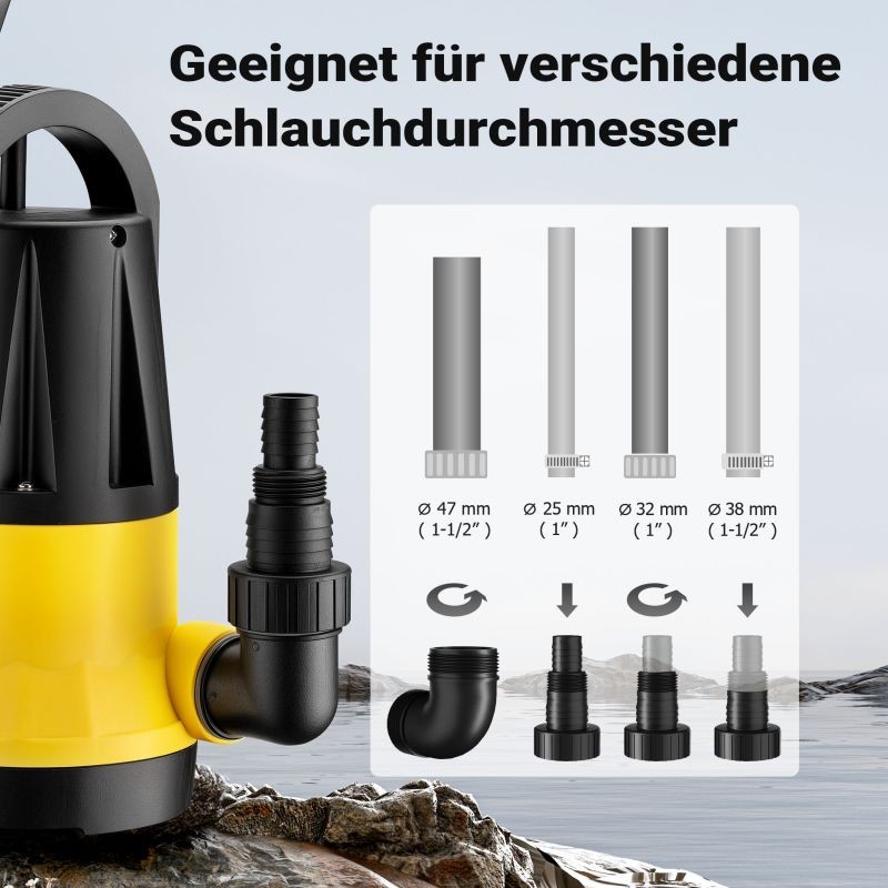 Puhtaan veden uppopumppu 750 W, 13 000 l/h, nostokorkeus 9,5 m, uppomaisuussyvyys 7 m, sensorilla