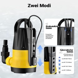 Puhtaan veden uppopumppu 750 W, 13 000 l/h, nostokorkeus 9,5 m, uppomaisuussyvyys 7 m, sensorilla