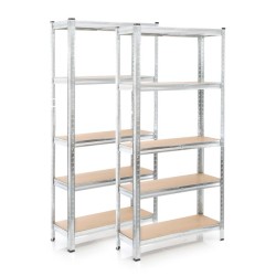 Raskashyllysetti 2 kpl 180x90x30 cm 5 hyllytasoa sinkitty teräs 875 kg