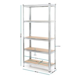 Raskashyllysetti 2 kpl, 180x90x30 cm, 5 hyllytasoa, sinkitty teräs, 875 kg