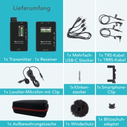 Instarter Lavalier Wireless System Kit 2 langaton mikrofonisetti 1 lähetin 1 vastaanotin 50 m USB C 3 5 mm