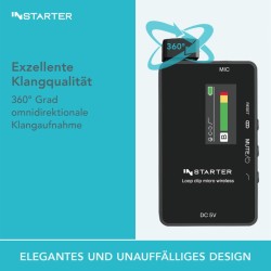 Instarter Lavalier Wireless System Kit 2 langaton mikrofonisetti, 1 lähetin, 1 vastaanotin, 50 m, USB-C, 3,5 mm