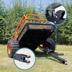 Kippiperävaunu 680 kg ajoleikkureille, ATV-ajoneuvoille ja mönkijöille, 216 x 122 x 76,2 cm, musta
