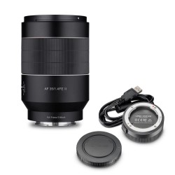 Samyang AF 35mm F1 4 FE II laajakulmaobjektiivi Sony E kiinnitykselle ja Lens Station