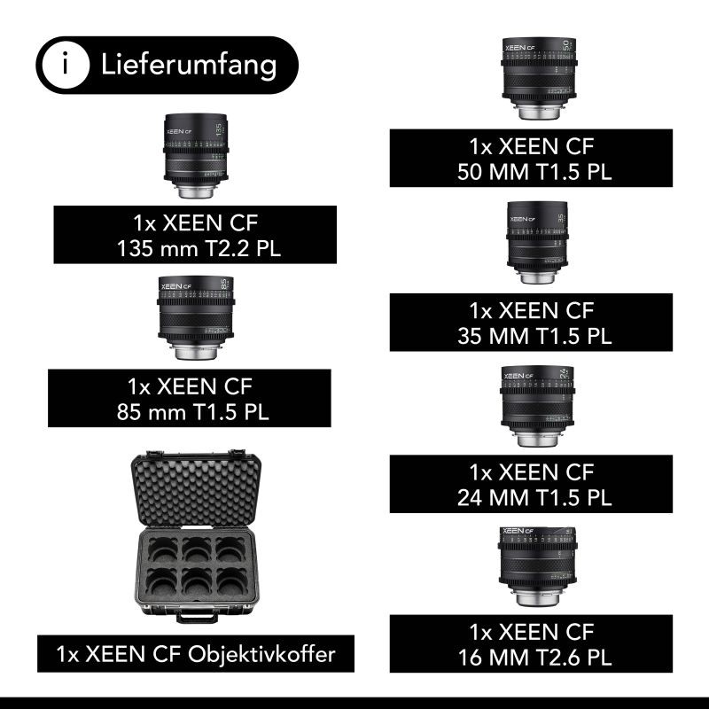 XEEN CF PL-objektiivisetti, 6 kpl ja kuljetuslaukku