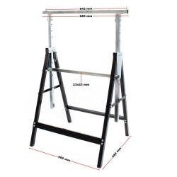 Säädettävät työpukit 2 kpl 58x68x80 130 cm 200 kg teräs valkoinen taittuvat