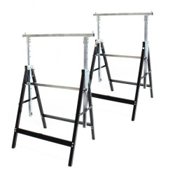 Säädettävät työpukit 2 kpl, 58x68x80-130 cm, 200 kg, teräs, valkoinen, taittuvat
