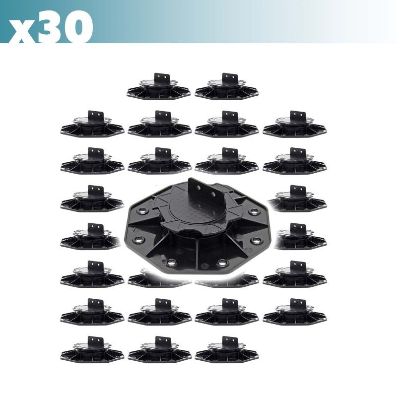 XPOtool Säädettävät terassitukijalat 30 kpl, 18-28 mm, 2700 kg, musta