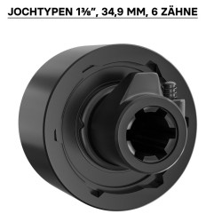 Voimanottoakselin vapaajäsenkytkin 201 mm, 6-hammasinen 34,9 mm, ulko- ja sisäkierre, max. 2400 Nm