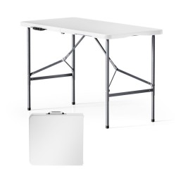 Kokoontaitettava kampingspöytä 122 x 60 x 75 cm, valkoinen, HDPE-muovi