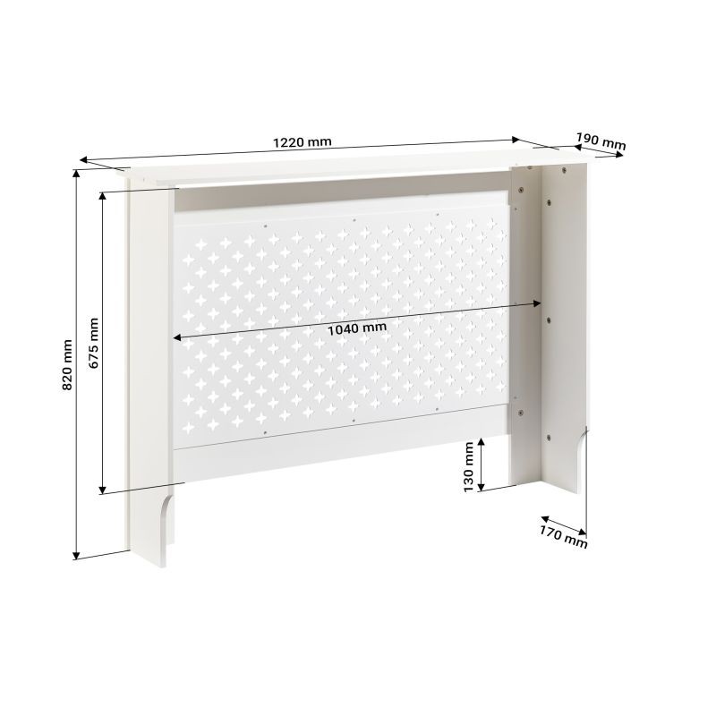 Toboli patterinsuojus, valkoinen, MDF, 112 x 19 x 82 cm
